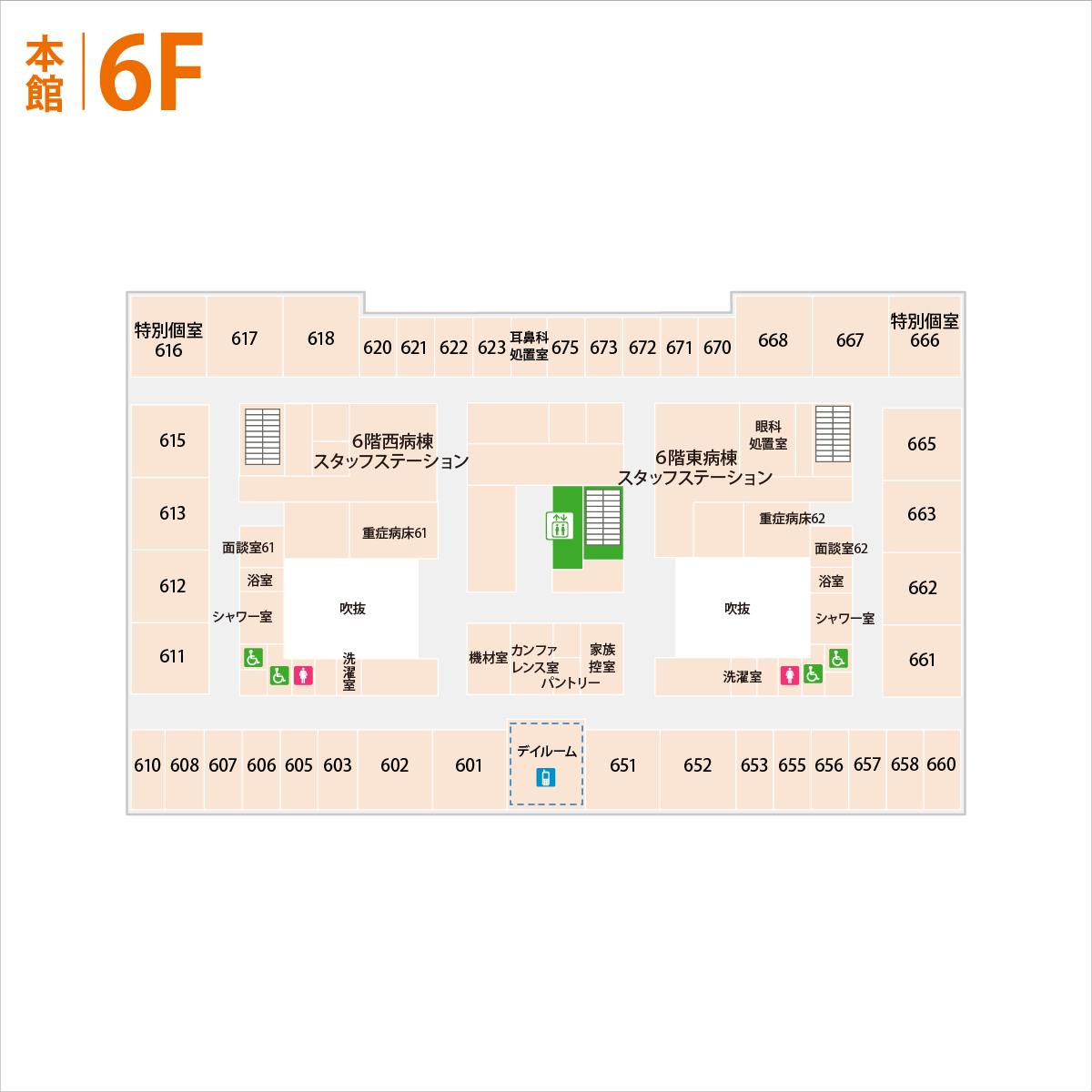 本館 6Fのフロアマップ